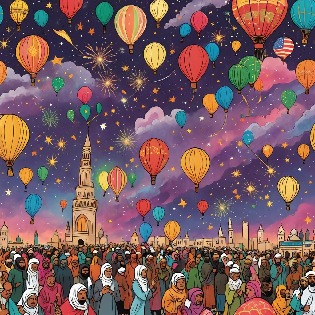 Islamic New Year Celebration in Doodle Style