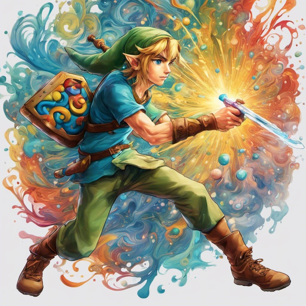 Hyperrealistic Link Plays Nintendo: Splash Art