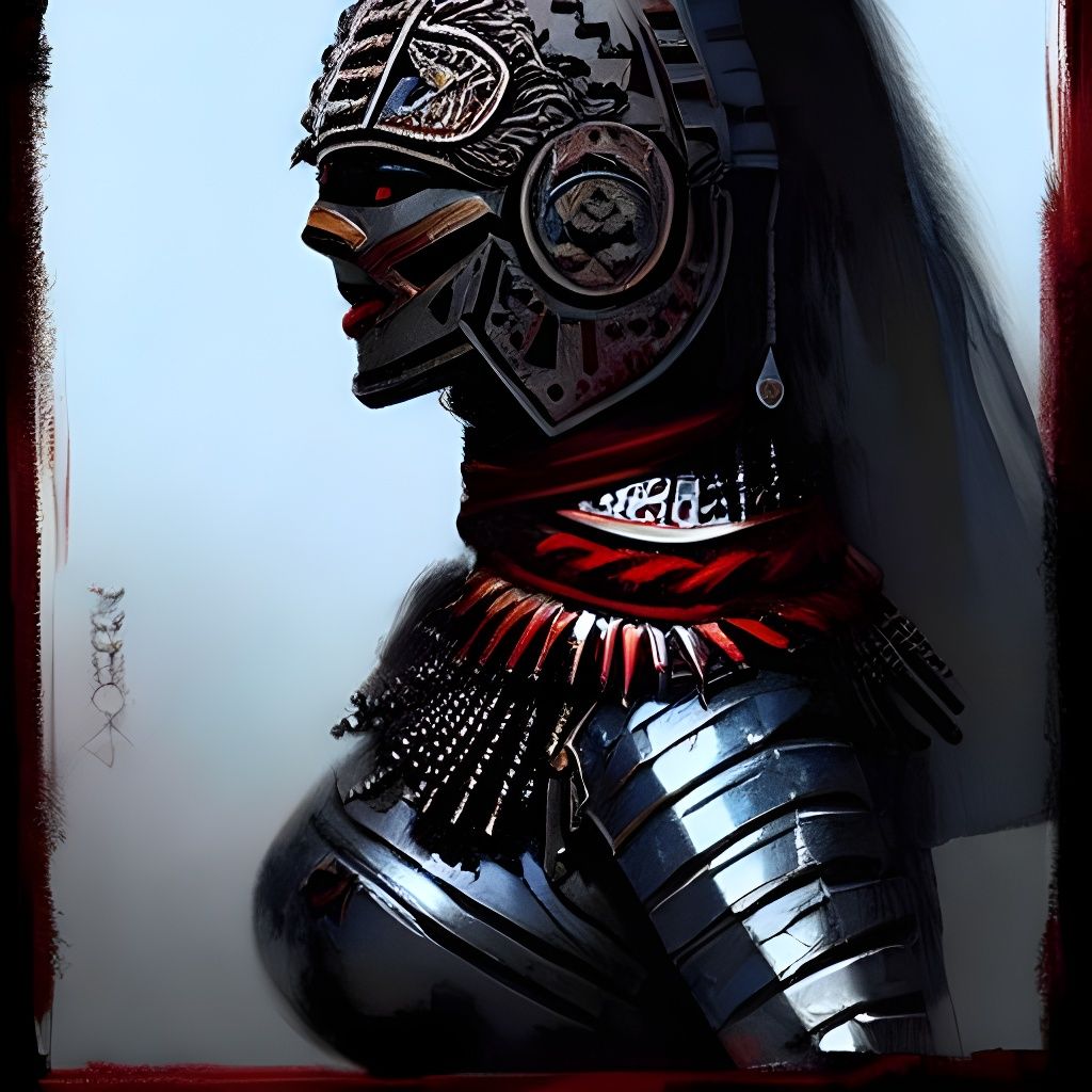 Aztec Female Knight Portrait in Sinister Style