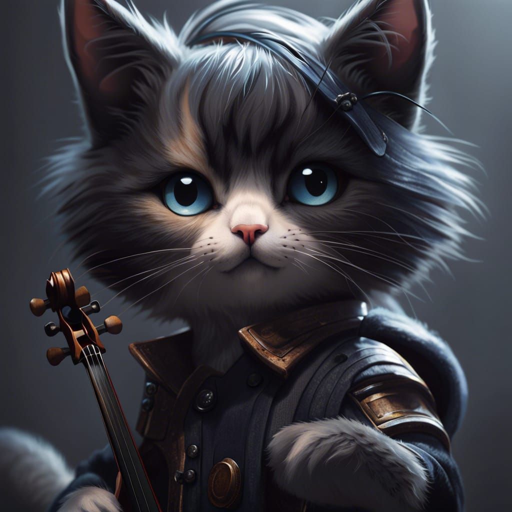 Anime Cat Violinist Inspired by Naturalism