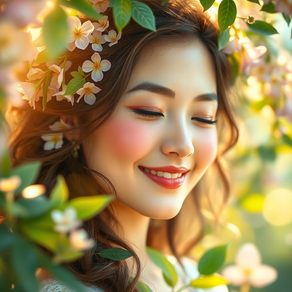 A Vibrant, elegant woman at a garden.