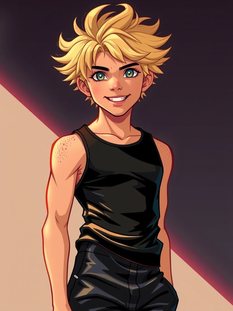 Radiant Teenager in Pop-Art Fashion Illustration