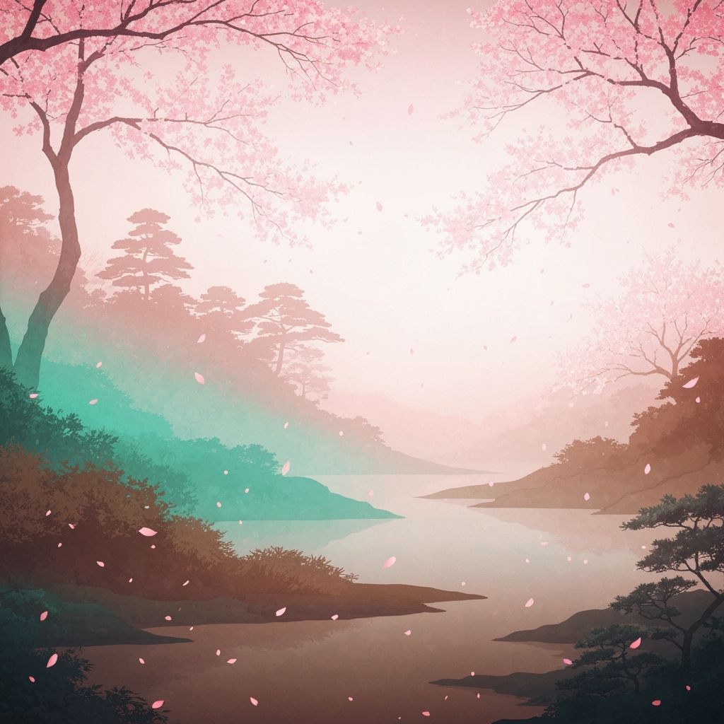 Dreamy Japanese Landscape with Cherry Blossoms