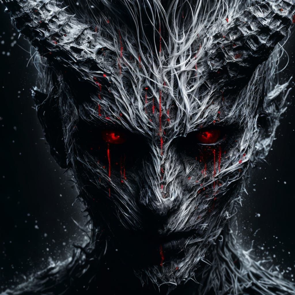 Unsettling Abstract Portrait of Demonic Figure