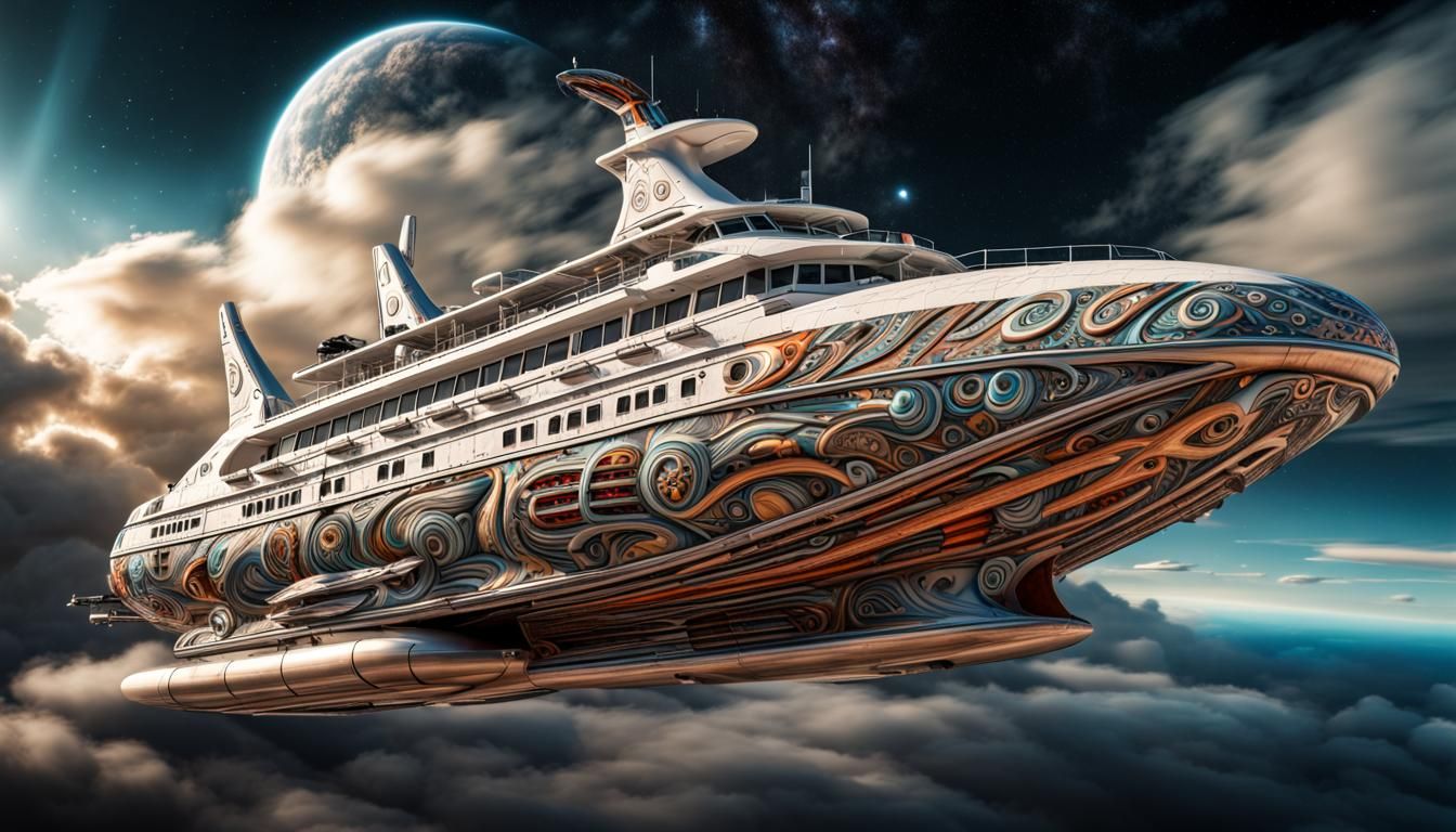 Cosmic Star Cruiser Cloud Diver in Hyperrealism