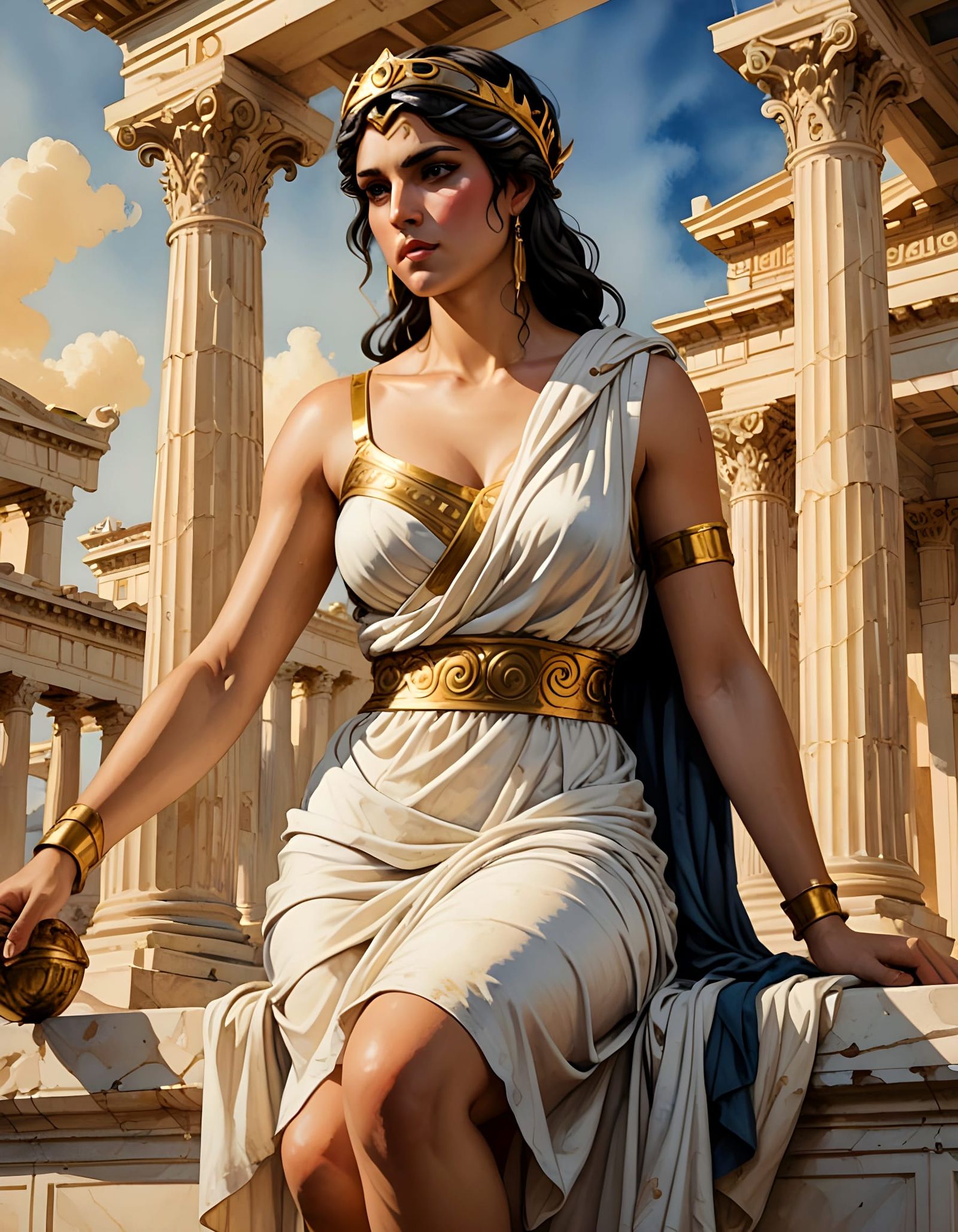 Surreal Greek Goddess in Modern Comic Art Style