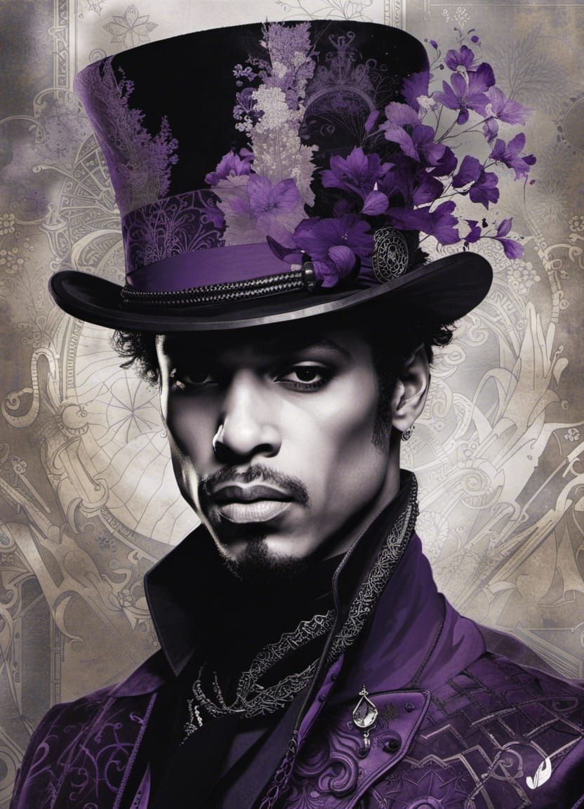 Prince Portrait with Purple Tophat, Digital Art