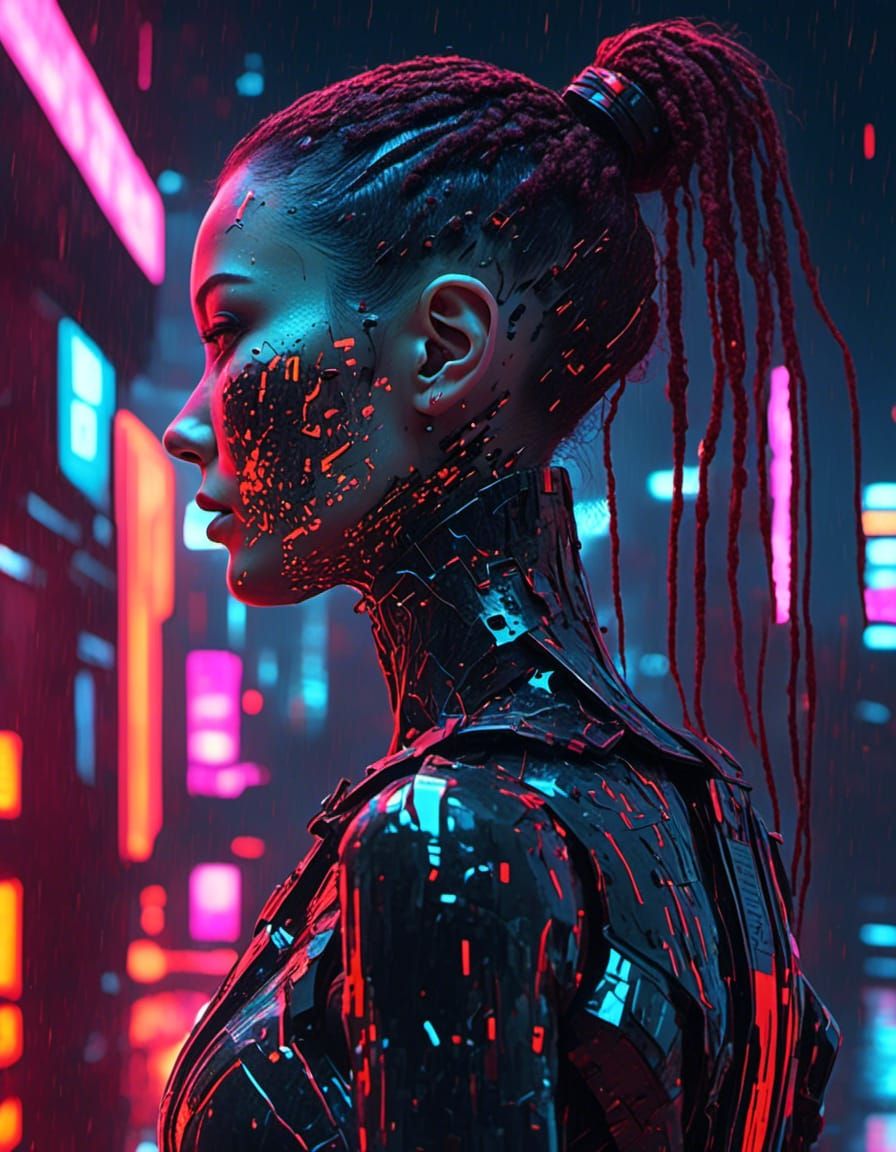 Cyborg Migraine in Cyberpunk Neon