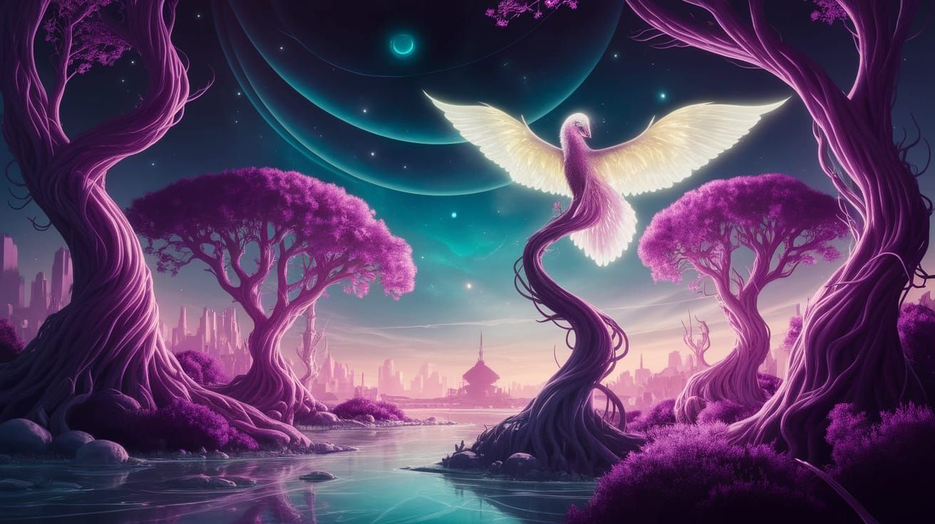 Ethereal Exoplanet in Vibrant Hues