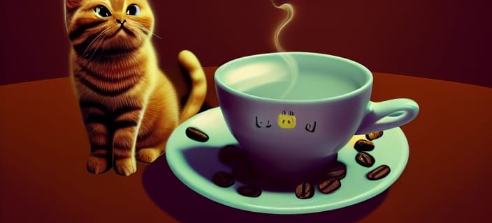 Ginger Cat in Coffee Cup: Manga Style
