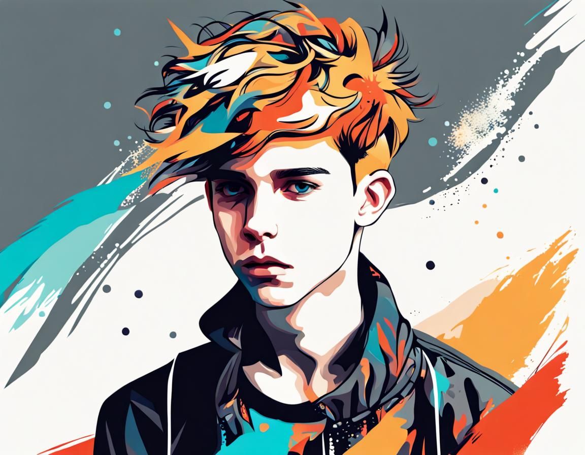 Abstract Portrait of Fashionable Teenage Boy