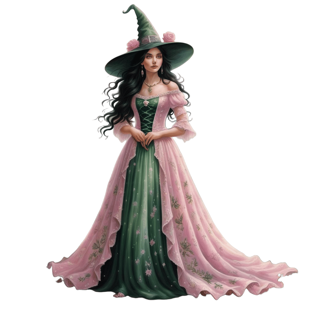 Fantasy Portrait of a Witch in Pink Dress