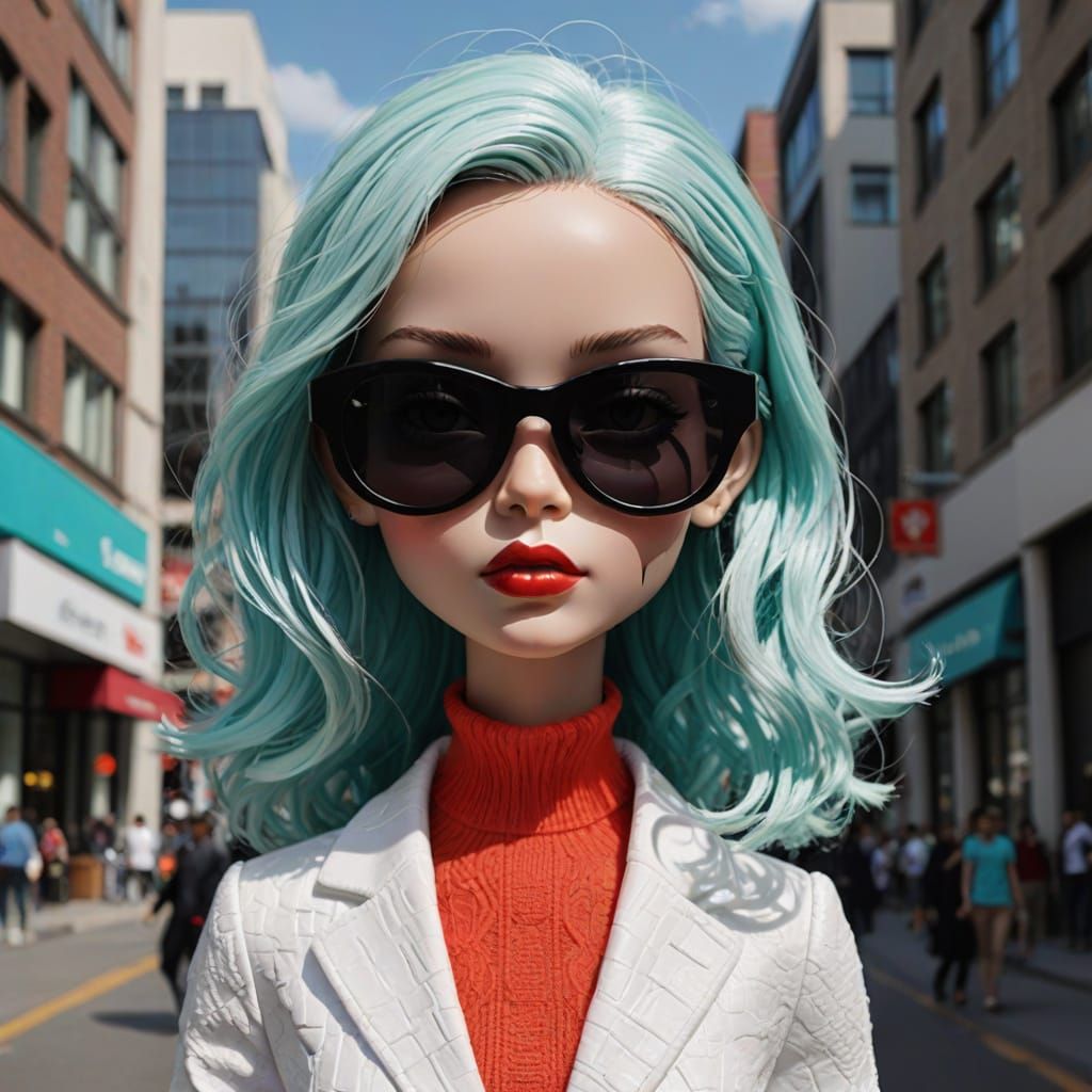 Modernist City Dancer in Vibrant Colors