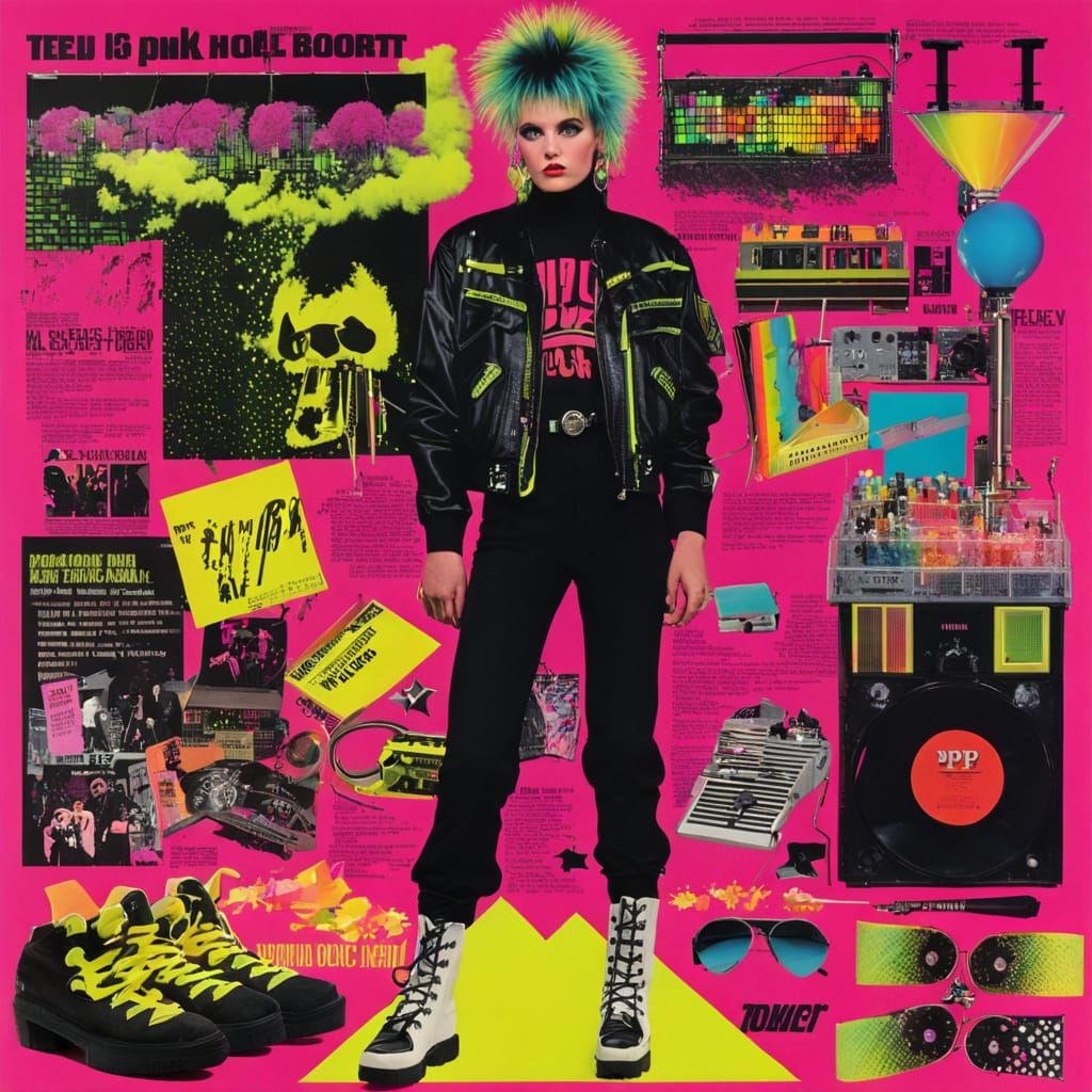 Punk Mood Board, 1980s, Neon