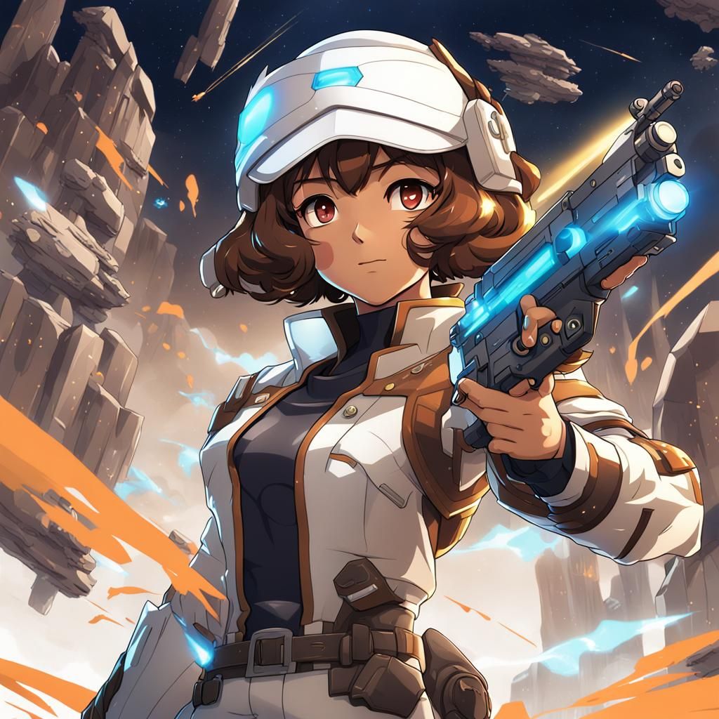 Futuristic Tech Wizard with Pistols, Anime Style