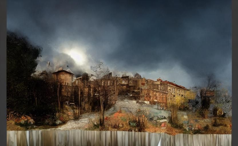 Abstract Concentric Circles Painting with Figure