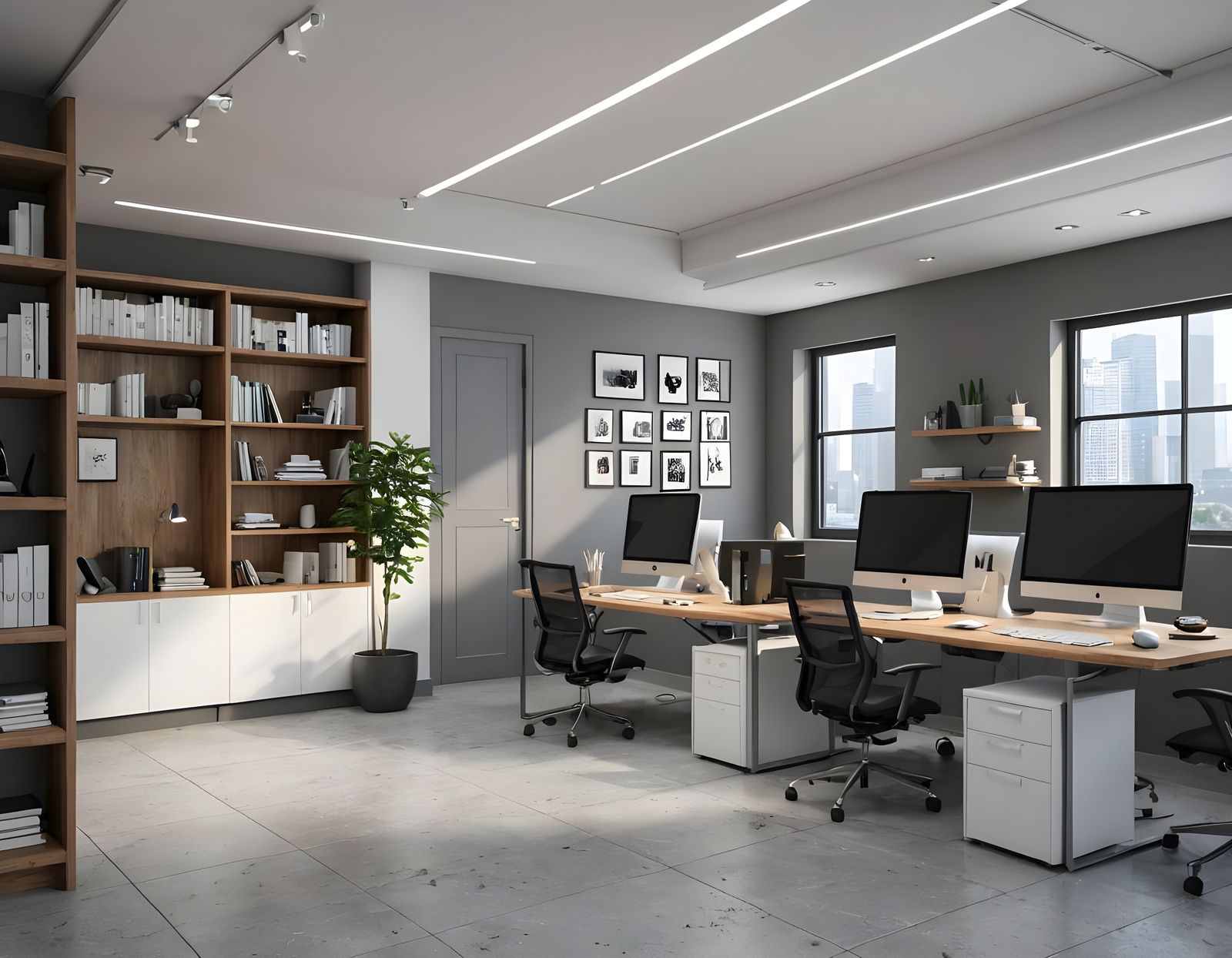 Modern Office Landscape in Detailed 3D Rendering