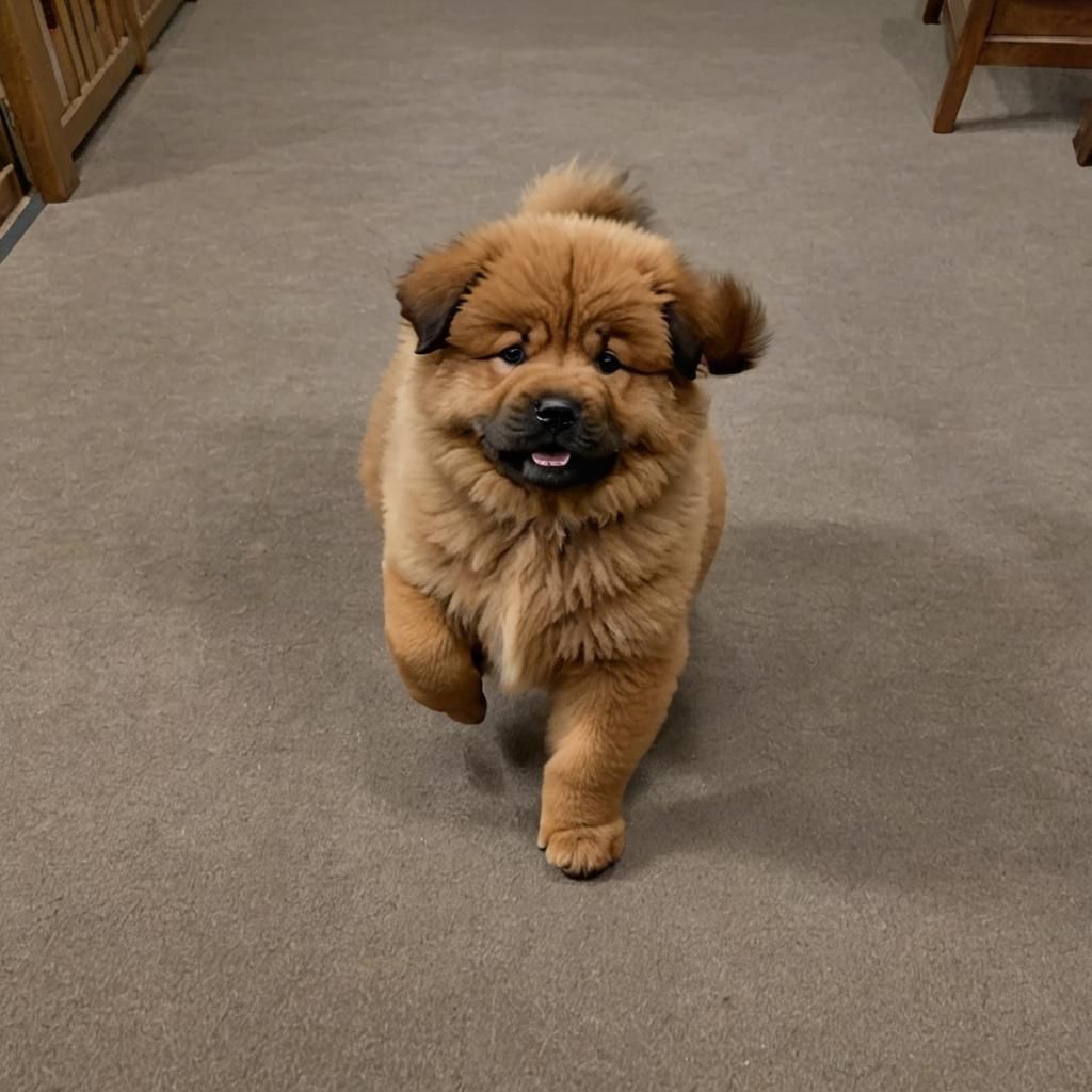 Brown Chow Chow Puppy Dancing Happily