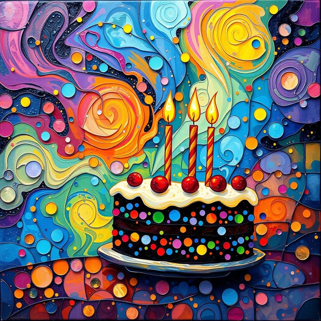 Nebulous Mosaic Birthday Cake Card