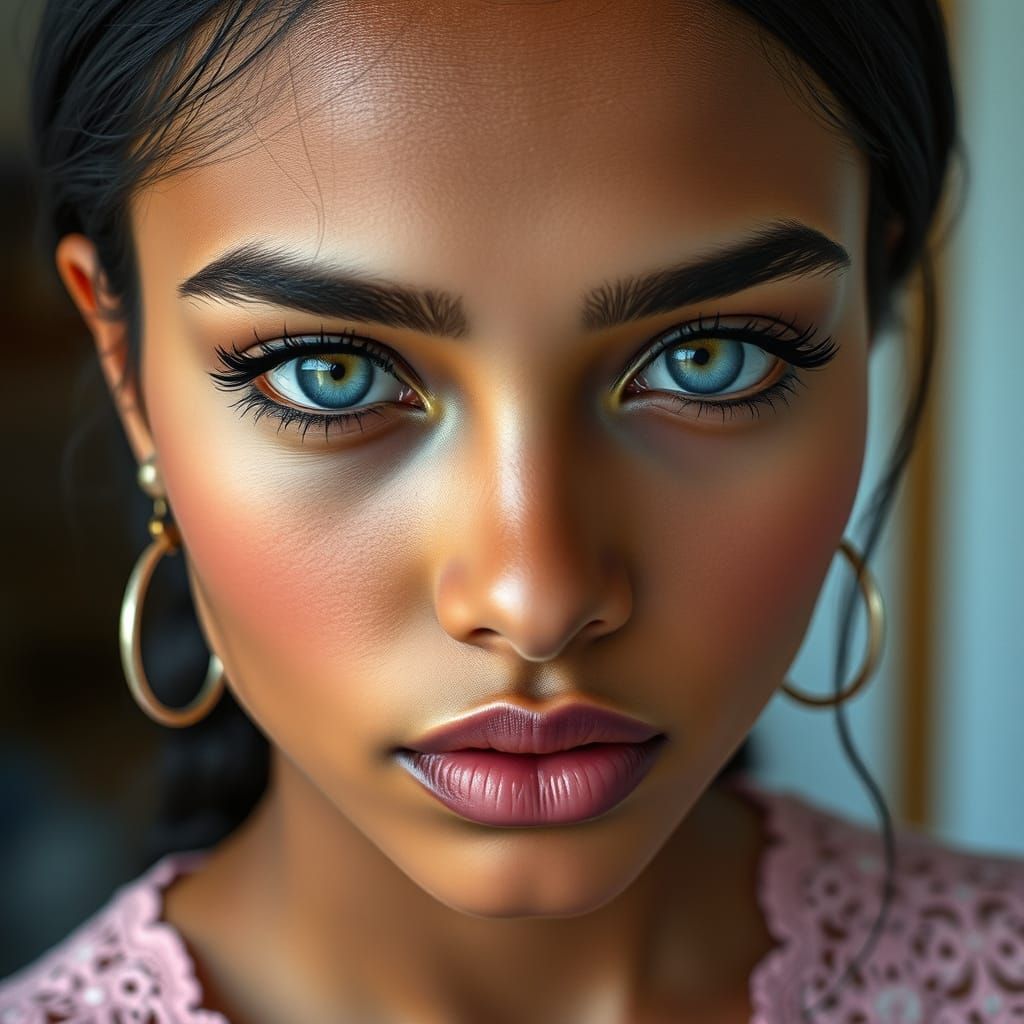 Photorealistic Portrait of a Young Woman in Lace