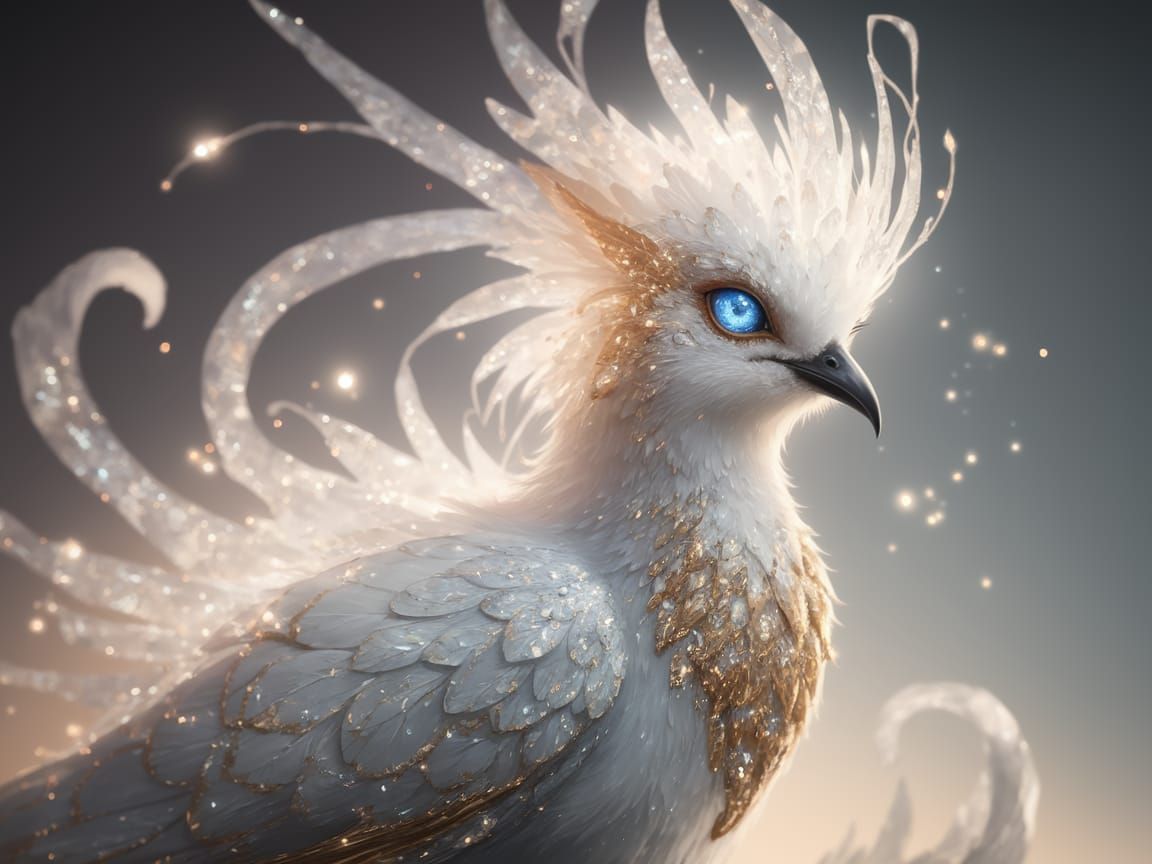 Ethereal Bird in Art Nouveau Style