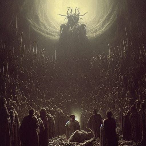 Gigantic Devil in Hellish Halloween Tea Party