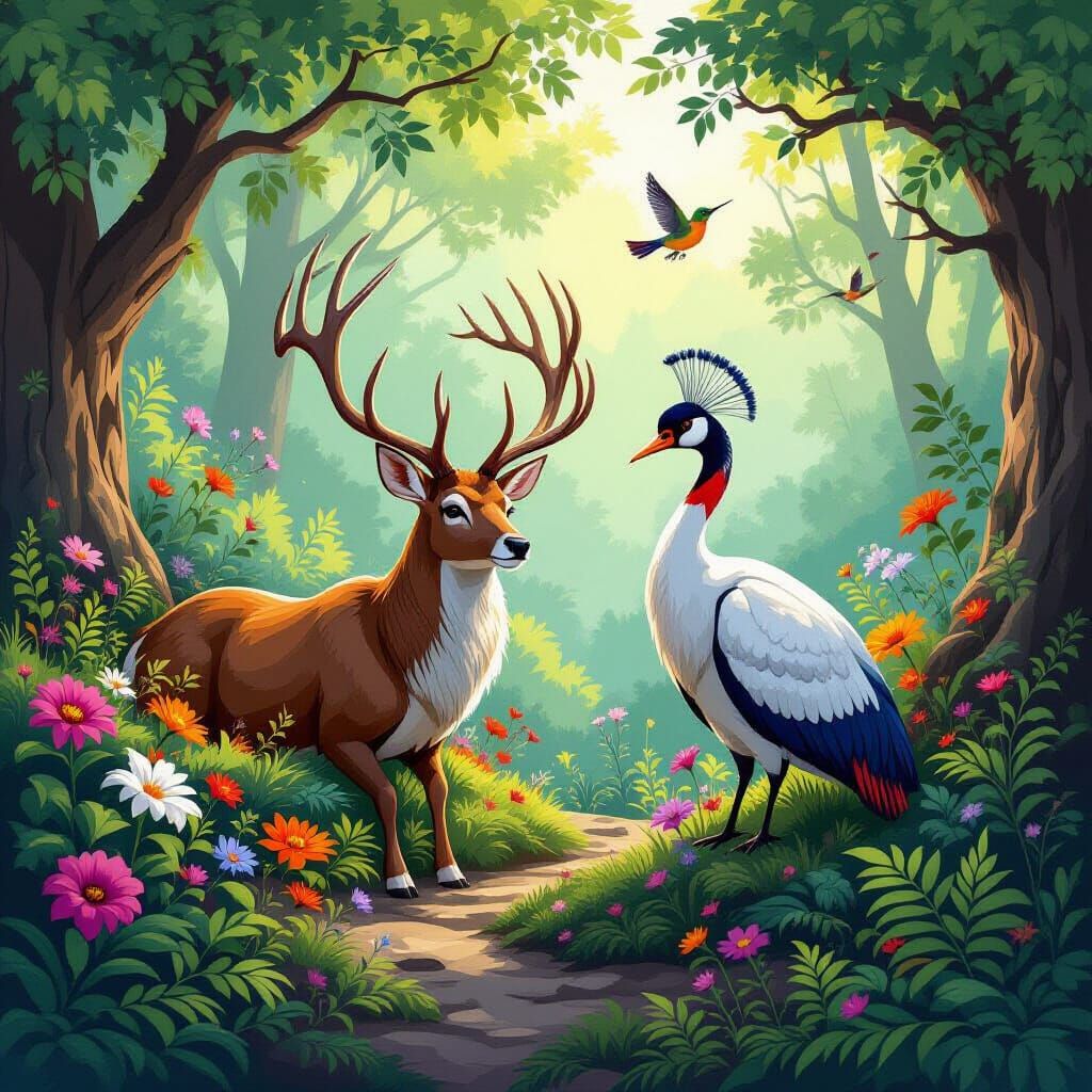 Abstract Flora and Fauna Illustration