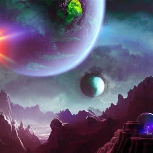 Zombie Planet Orbiting Pulsar in Digital Matte Painting