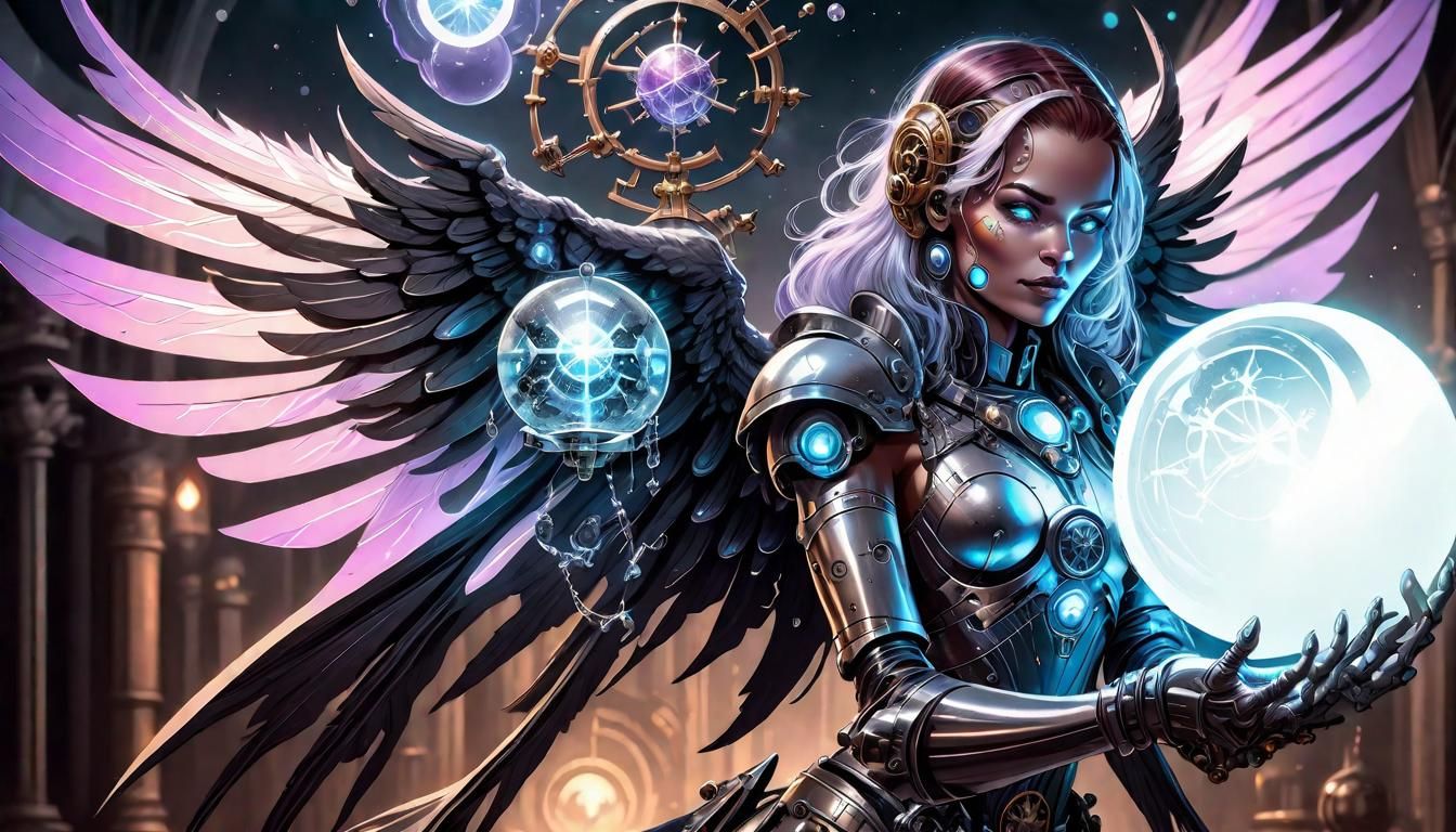 Cyborg Sorceress with Starship, Comic Book Art