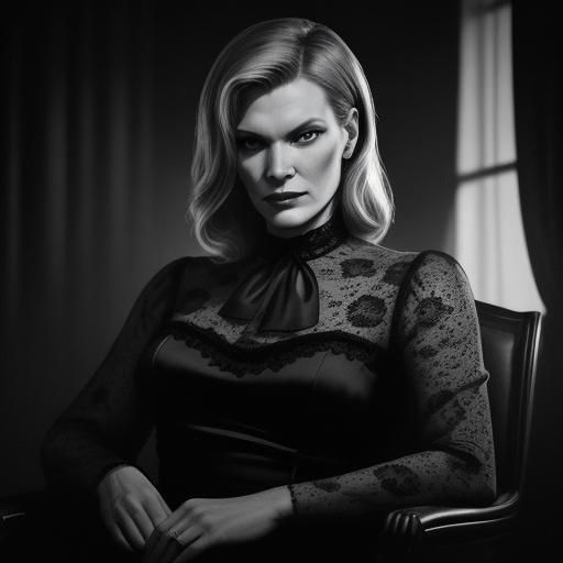 Mysterious Woman: Film Noir Portrait in Hitchcock Style