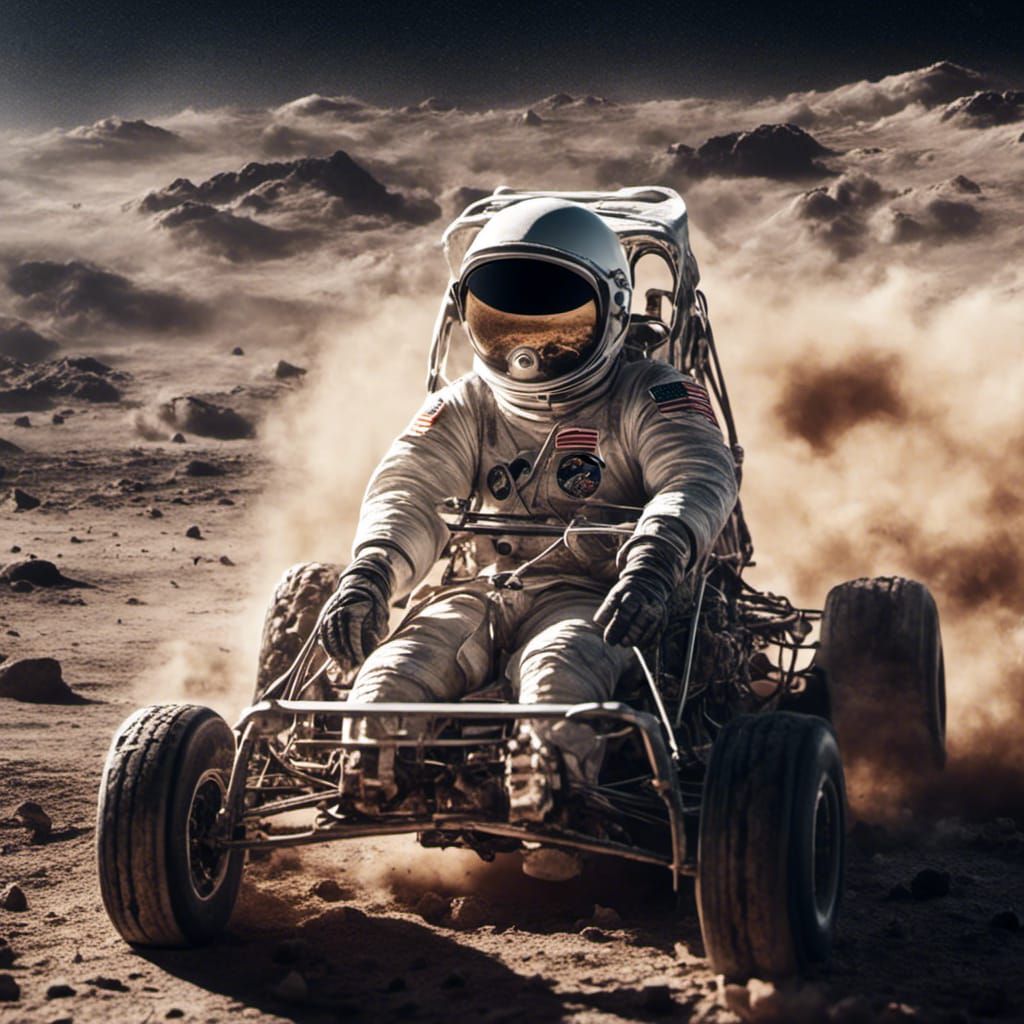 Astronaut Drives NASCAR on Moon in Hyperreal Style