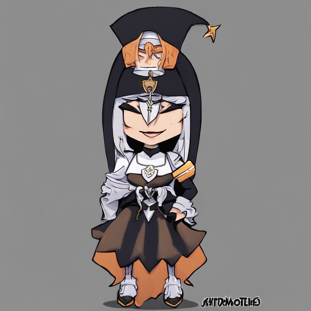 Anime Style Nun Character in Light Palette