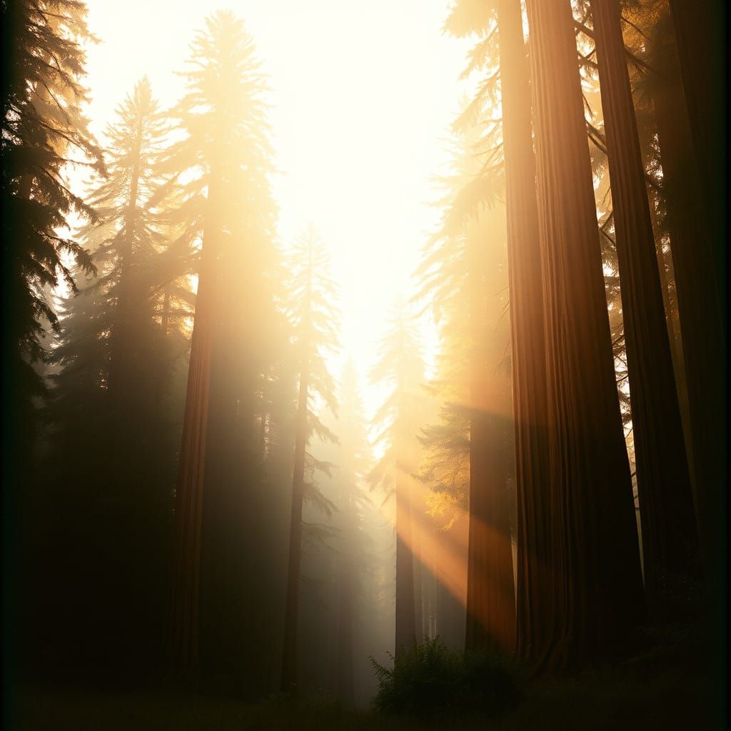 Epic Redwood Cathedral in Golden-Hour Light