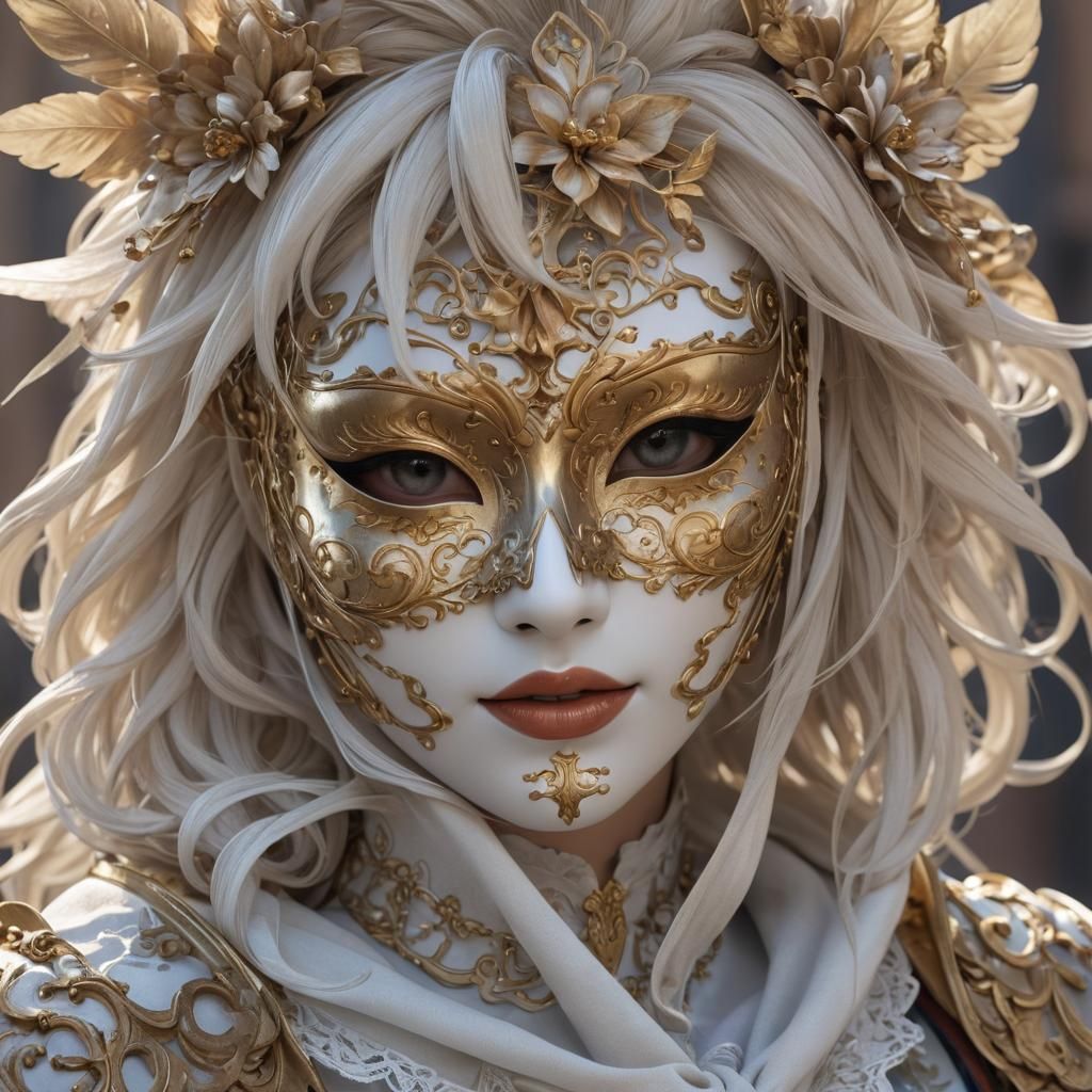Detailed 3D Anime Venetian Mask Art