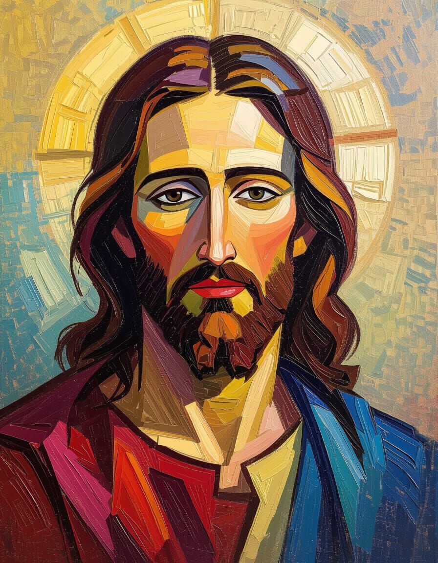 Jesus in Neo-Impressionist Style Oil Painting