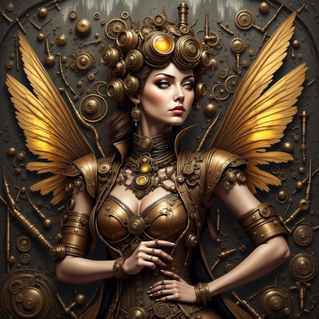 Steampunk  Mocha and brown furry fairy is in a enchanted mus...