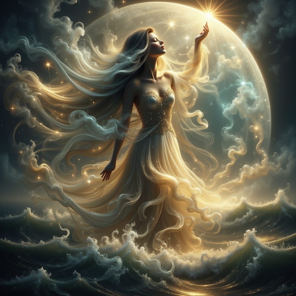 Ethereal Middle Ages Portrait with Crepuscular Rays