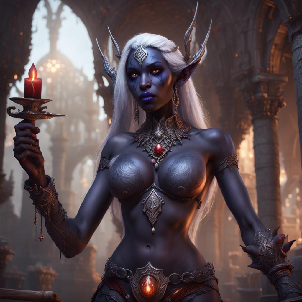 Drow Priestess of Eilistraee: Fantasy Art