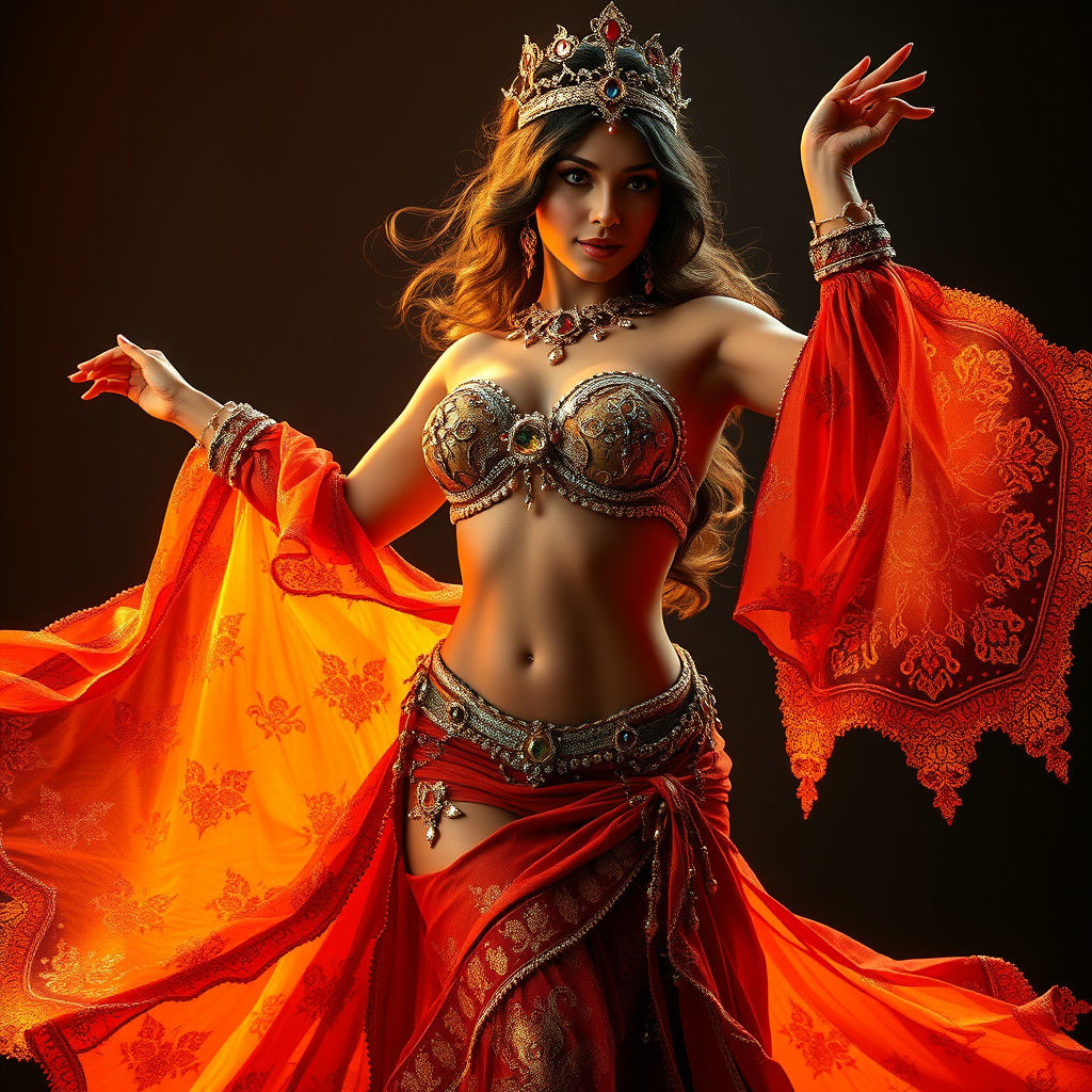 Enchanting Belly Dancer in Exotic Attire