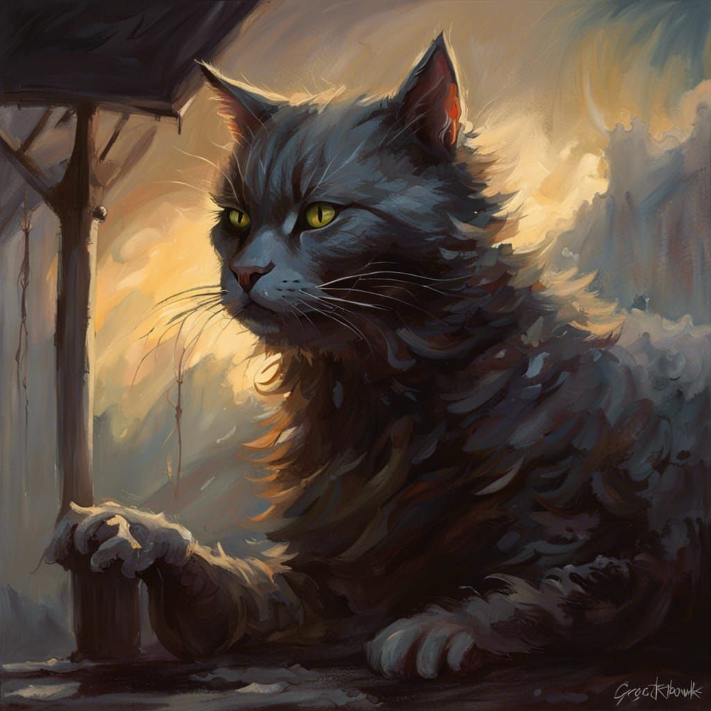 Sinister Cat Playing at Dawn