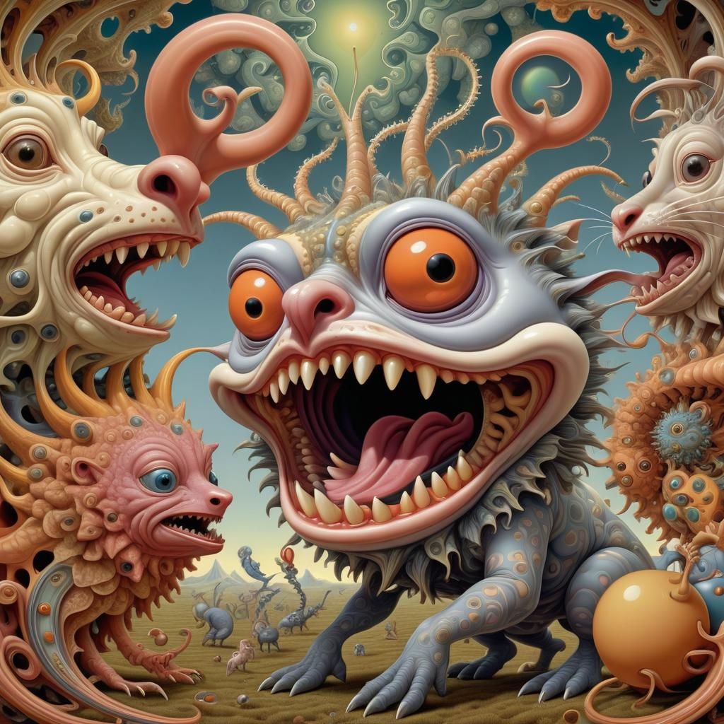 Fractal Animals Throw a Grotesque Surreal Party