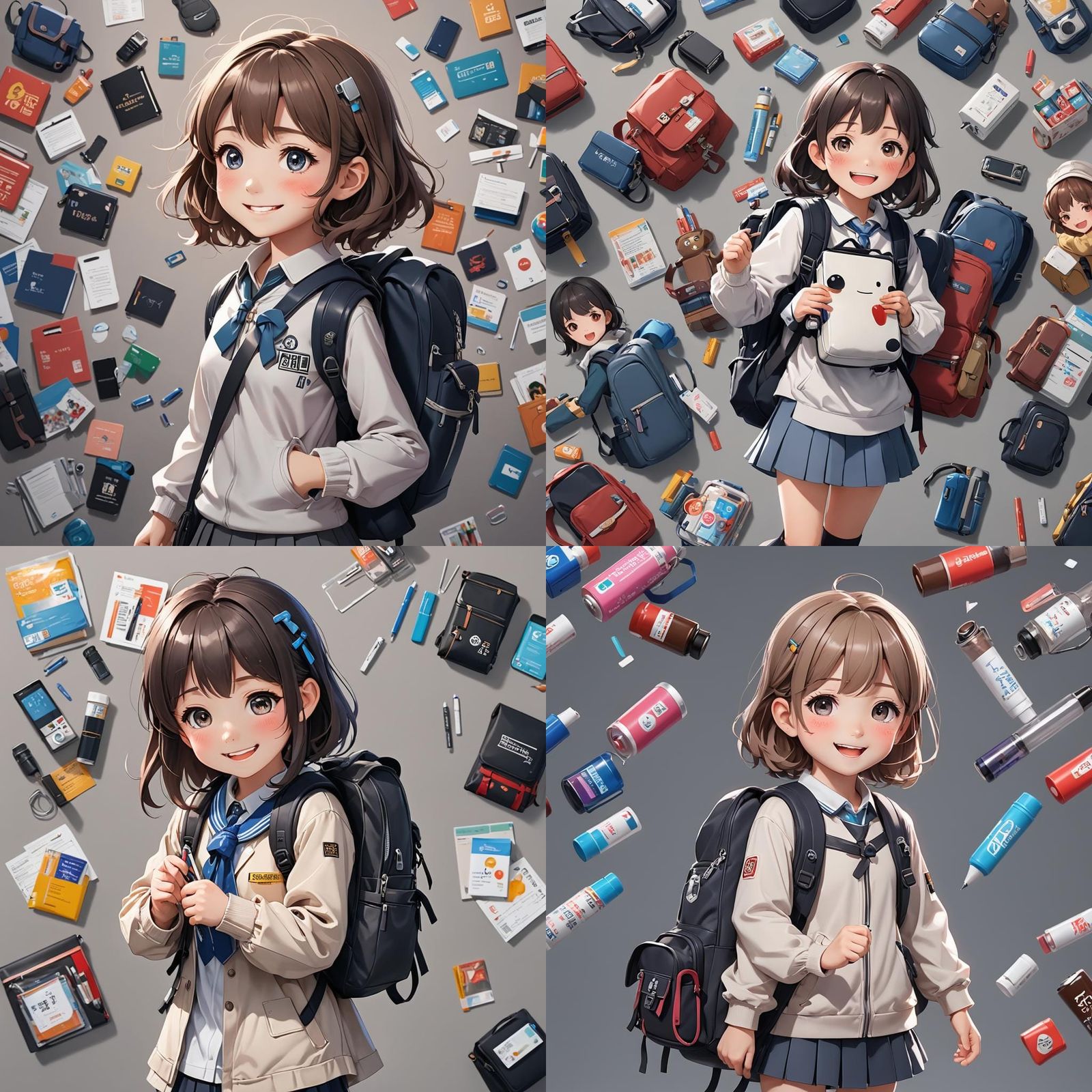 Anime Girl with Backpack and Insulin Pen