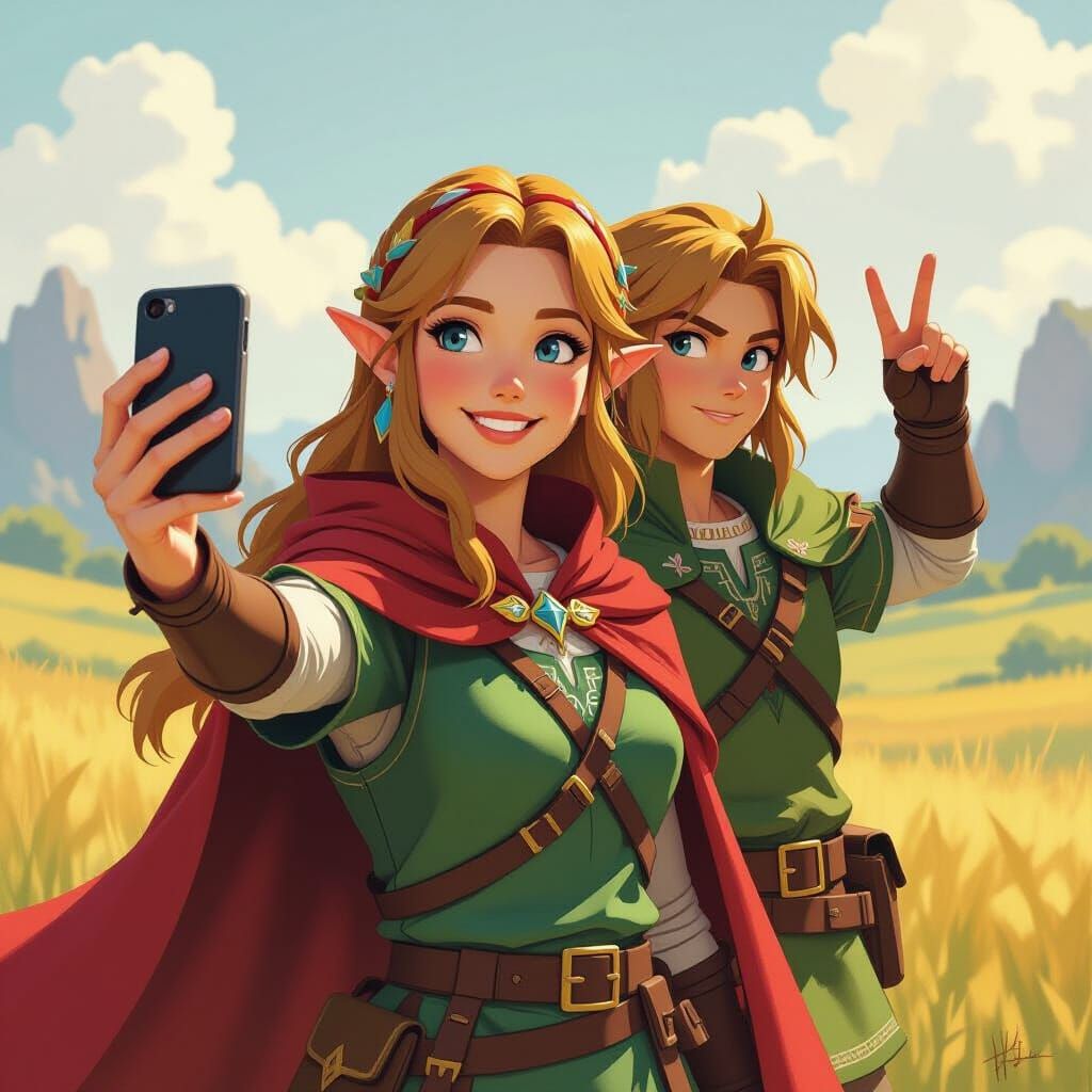 Zelda and Link's Hyrule Selfie