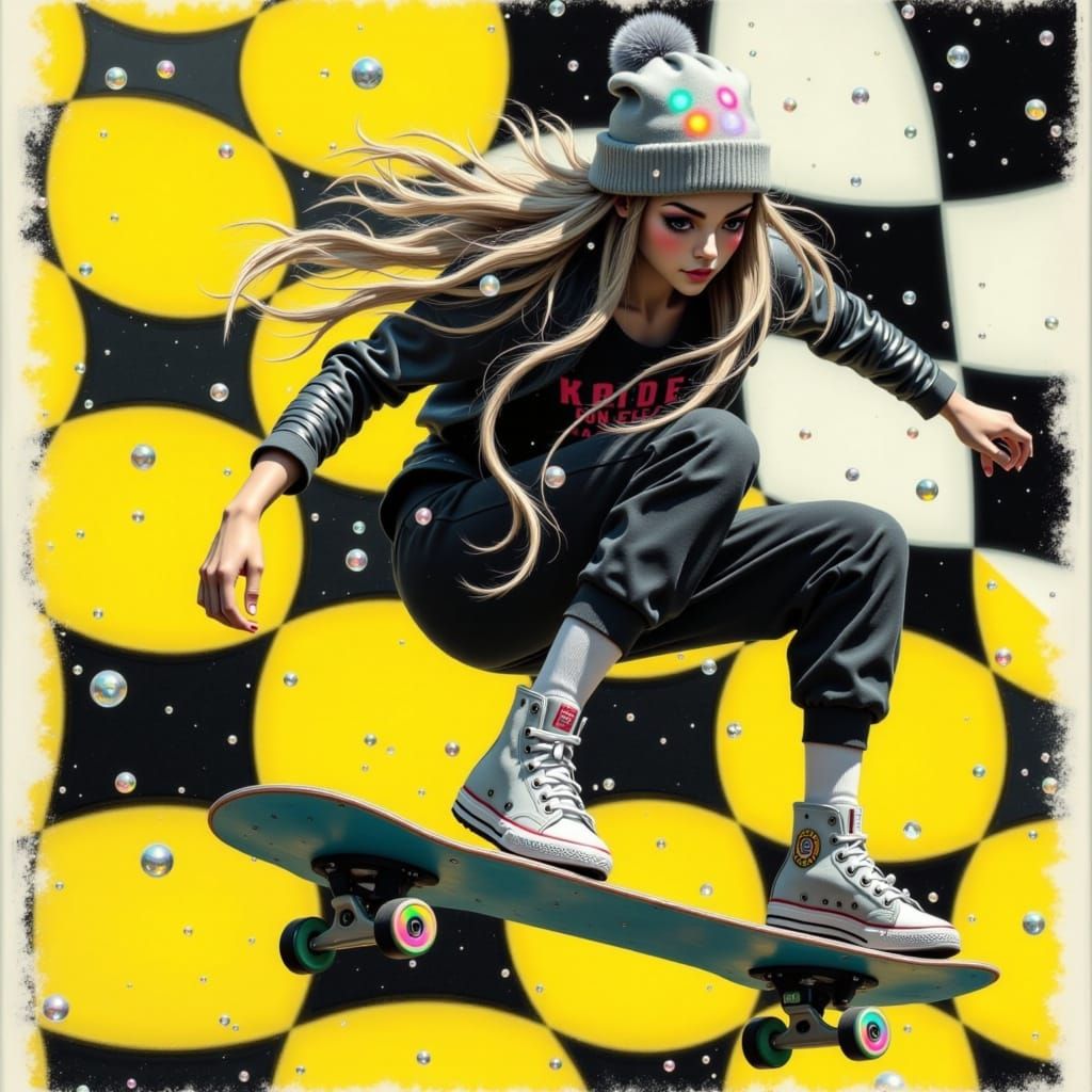 90s Skater Girl in Retro Hyperrealism Style