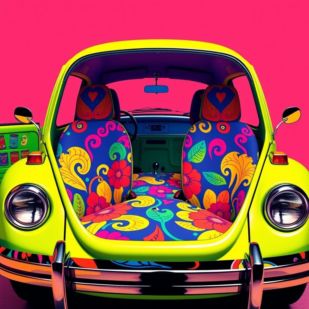 Psychedelic Pop Art Volkswagen Seat Covers