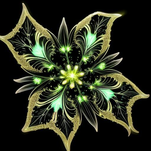 Bioluminescent Fractal Plants Under a Galactic Sky