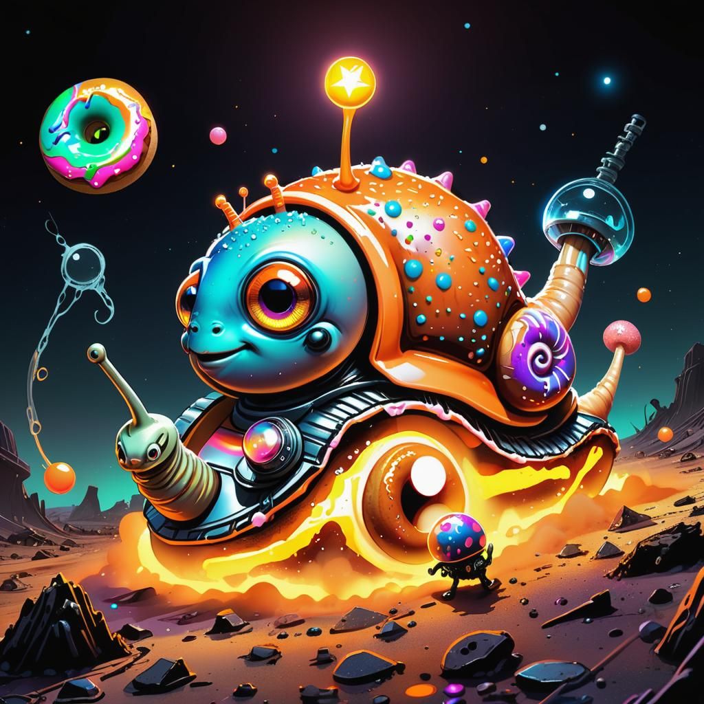 Furious Snail Races Donut Tank in Cyberpunk Wasteland