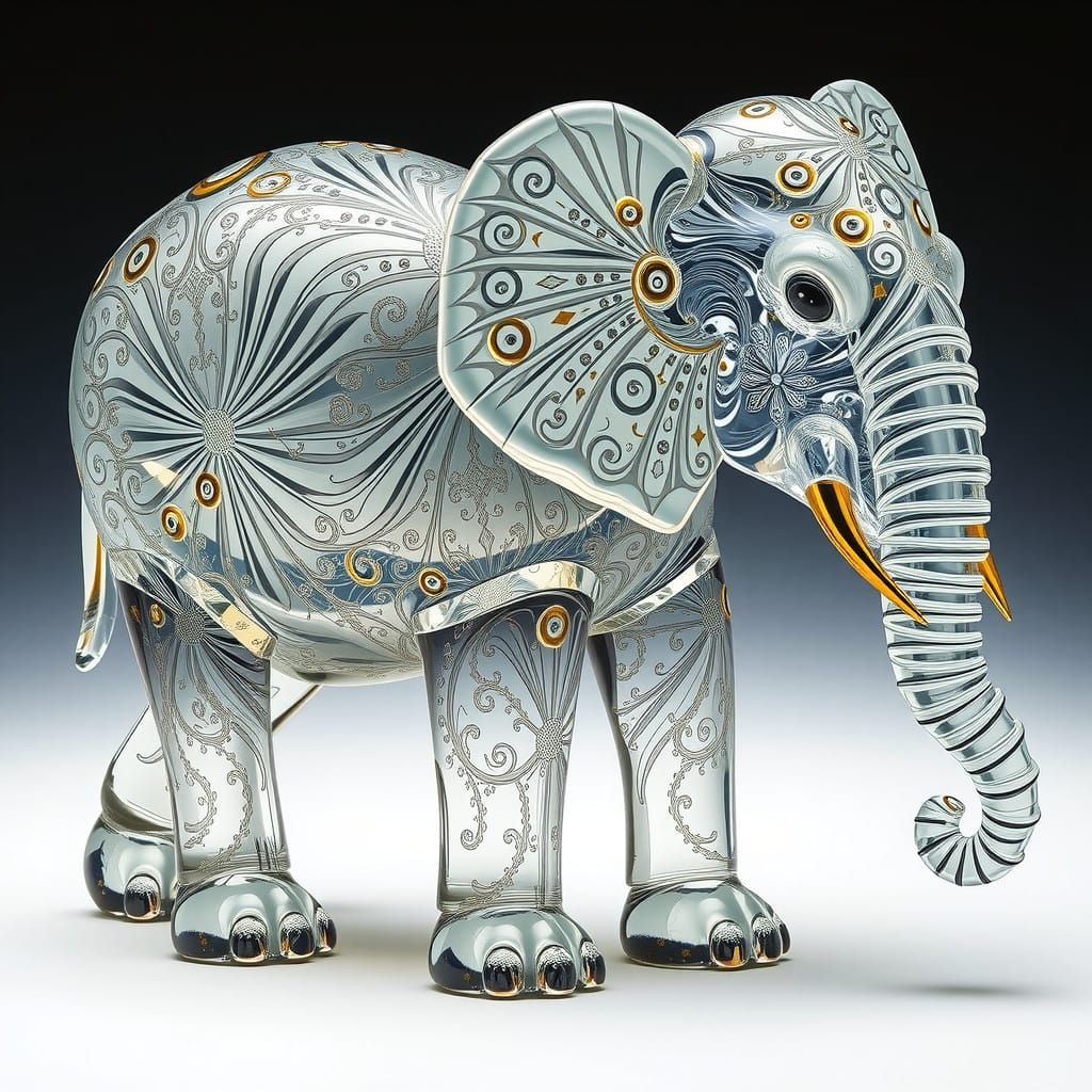 Ethereal Crystal Elephant Figurine in Majestic Murano Glass