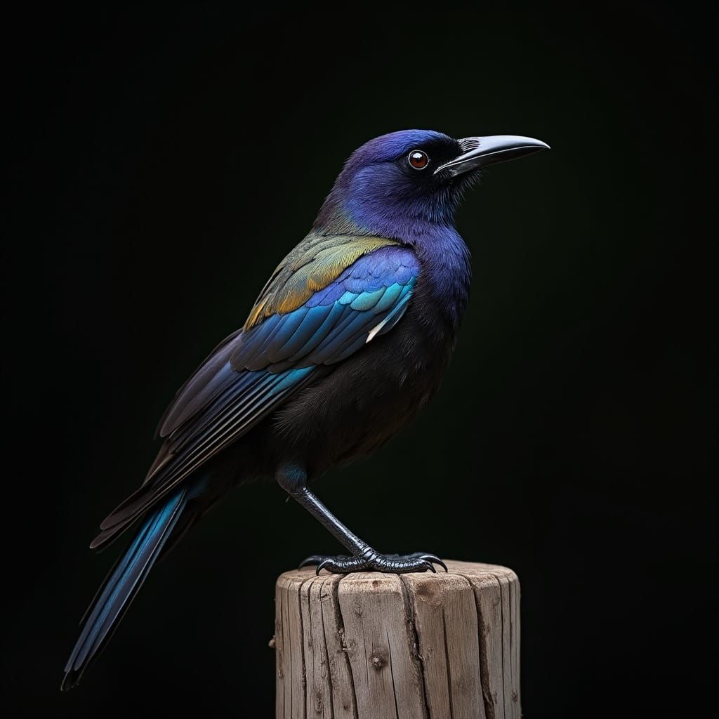 Majestic Common Grackle in Vibrant Plumage