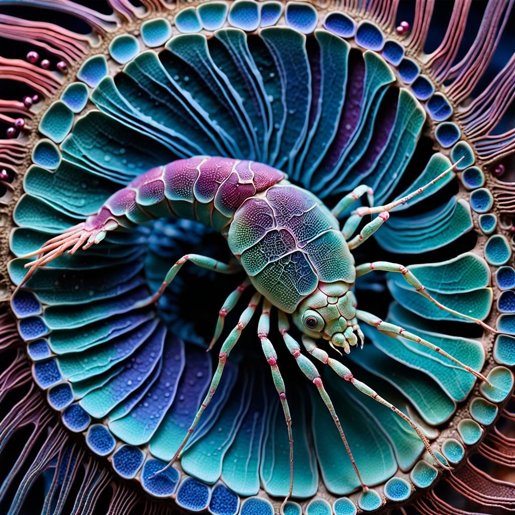 Intricate Nautilus Shrimp in Surrealist Style